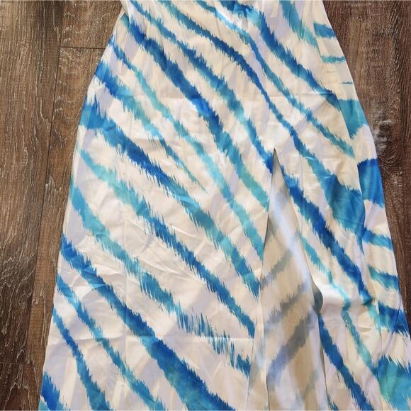 Retrofete Amika Dress in Blue Zebra Size Medium NWT Maxi Silk Low Back - Picture 4 of 13